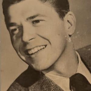 Photo of Ronald Reagan facsimile signed photo. 3x5 inches
