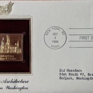 Photo of American Architecture Smithsonian Washington Gold Stamp Replica First Day Cover
