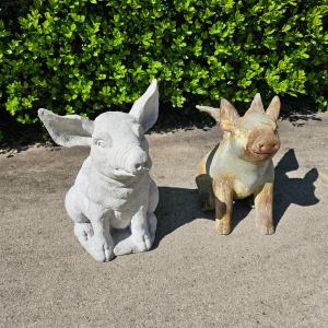 Photo of Pair of Adorable Decorative Pig Garden Statues (G-JS)