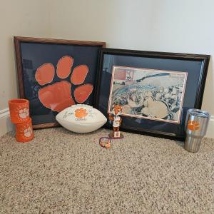 Photo of Clemson Memorabilia Includes Signed Football (BD-DW)