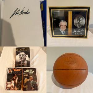 Photo of John Wooden Signed Photo & Book & More (BPR-MG)