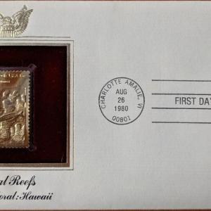 Photo of Coral Reefs Finger Coral, Hawaii Gold Stamp Replica First Day Cover