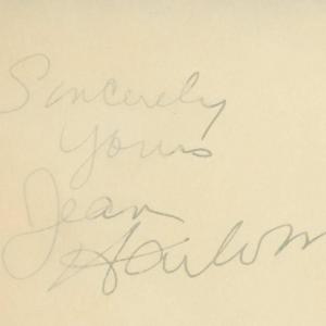 Photo of Jean Harlow signature cut. GFA Authenticated