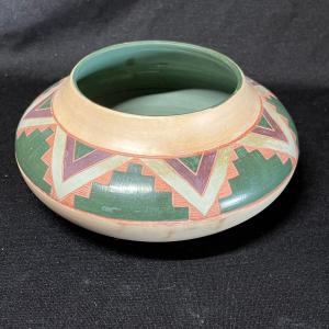 Photo of Native American Art pottery mulit-color bowl vase