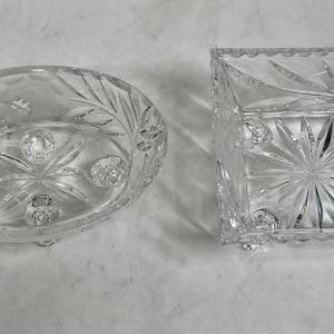 Photo of 2 Small Crystal Footed Serving Dishes for Nuts / Candy