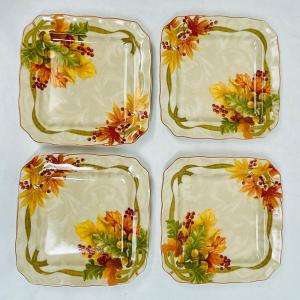 Photo of Set of 4 Square Small Plates Autumn Fall Leaves