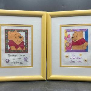 Photo of Pair of Winnie the Pooh Framed Cross-Stitch