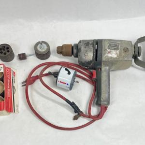 Photo of Commercial Duty 1/2” Reversing Electric Drill and Accessory Lot