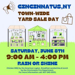 Photo of Cincinnatus, NY Town-Wide Yard Sale Day - June 8, 2024 - Rain or Shine!