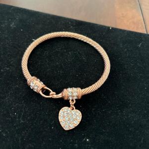 Photo of Wire Cable Wrapped Heart-shaped Bangle Bracelet