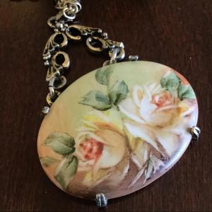Photo of Beautiful Vintage Hand Painted Pendant with Chain
