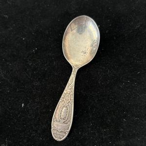 Photo of WM Rogers IS Silverplated Stork Birth Record Spoon Rusty Oct 14, 1966