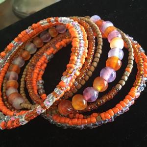 Photo of Orange Tones Glass Beaded Bracelet
