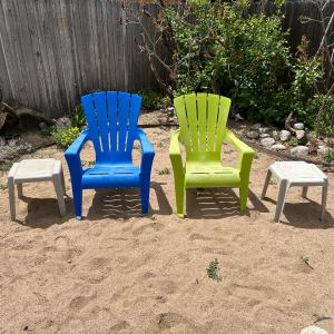 Photo of 2 ADIRONDACK CHAIRS AND 2 SMALL TABLES
