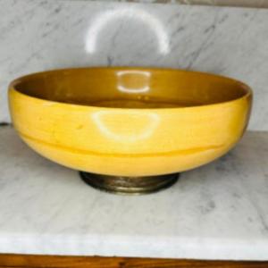 Photo of Wooden Bowl with Metal Base