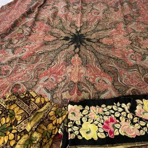 Photo of Antique Vintage Tapestry/Shawl + Material Scraps