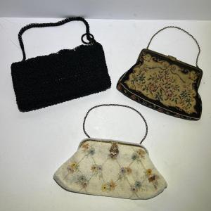 Photo of Vintage Lot of 3 Beaded Misc Handbags Made in France Etc. as Pictured.