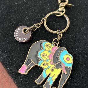 Photo of Sakroots Adorned Elephant Keychain Logo Charm Metal Enamel Keyring Purse Clip