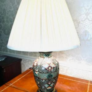Photo of Hand Painted Vintage Lamp with Wood Base