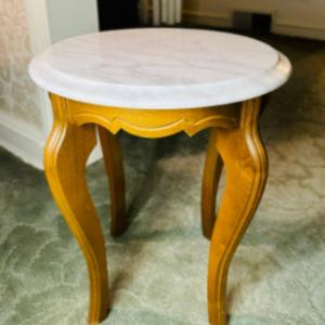 Photo of Antique Victorian Marble Top Made In Italy Solid Wood Small End Table