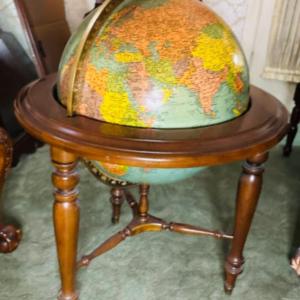 Photo of 20th Century World Globe on Wooden Tripod Pedestal