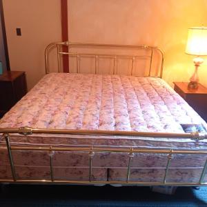 Photo of CLEAN KING SIZE SLEEP NUMBER BED WITH BRASS HEAD/FOOT BOARDS
