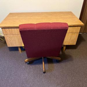 Photo of WOOD DESK AND OFFICE CHAIR