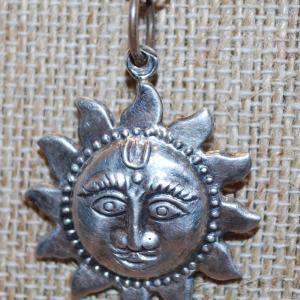 Photo of "Sundial" Style Silver .925 PENDANT (1" Diam.) on a Silver Tone Necklace Chain 1