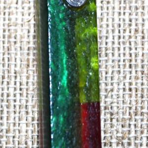 Photo of Colorful Acrylic Rectangle PENDANT (1¾" x ¼") on a Silver Tone Adjustable Neck