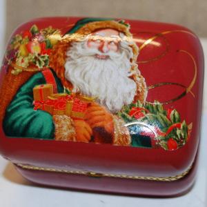 Photo of Santa Claus with Gifts Hinged Jewelry Trinket Box 2½" x 2" x 2"