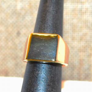 Photo of Size 6 All Gold Tone Ring with a Square Top (8.6g)