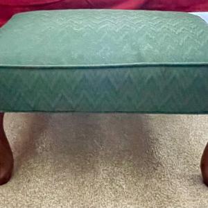 Photo of Ottoman Footstool Green Upholstery with wood legs