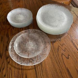 Photo of Arcoroc Frances Flyer Mid-Century Frosted Glass Plates, dinner and salad plates