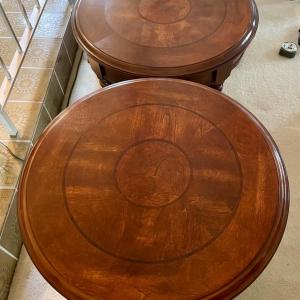 Photo of Pair of Round Wood End Tables