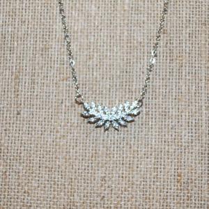Photo of Silver Tone Leaf Branch Swag PENDANT (1" x ¼") on a Silver Tone Necklace Chain 