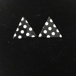 Photo of Black triangle earrings with white polka dots