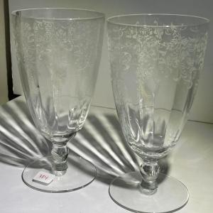 Photo of Lot of 2 Antique Cut/Etched Early Stemware Glasses in VG Preowned Condition.