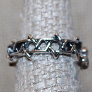 Photo of Size 6 All Silver Tone "Barbed Wire" OPEN BAND Ring (3.2g)