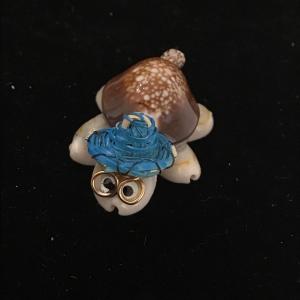 Photo of Sea Shell Turtle Small Figurine Wearing Hat & Glasses