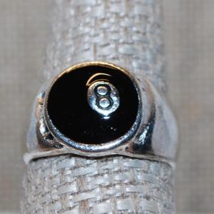 Photo of Size 8 All Silver Tone "*8 Blackball" Ring (5.7g)