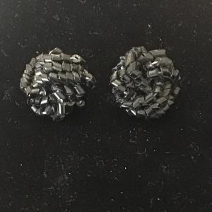 Photo of Vintage black beaded clip on earrings