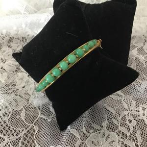 Photo of Vintage, gold, toned, jade bead bracelet