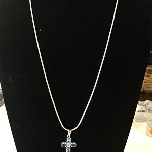 Photo of Vintage 925 sterling silver crystal cross pendant and 925 Italy Paolo Romeo neck