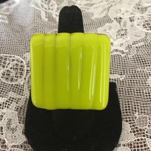 Photo of Light green/ yellow big square glass ring