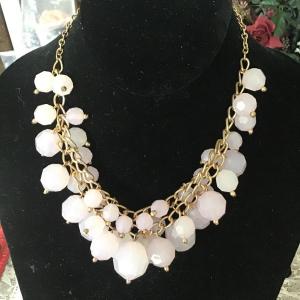 Photo of Light pink Chunky Plastic Beads Ball Necklace Gold Tone Chain