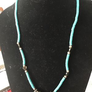 Photo of Heart Hematite and turquoise beaded necklace