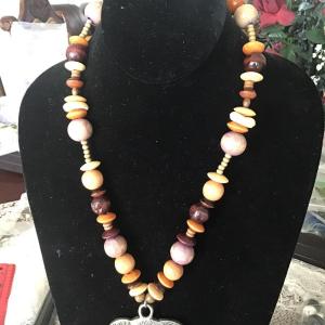 Photo of Wood And Resin Elephant Bead Necklace
