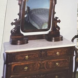 Photo of Antique Victorian East Lake Vanity Marble Top Dresser w/Hidden Bottom Draw 84" T
