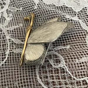 Photo of Butterfly Signed LC Claiborne Silver Gold Tone Pin Brooch