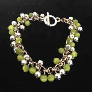 Photo of Silver tone and green beaded bracelet